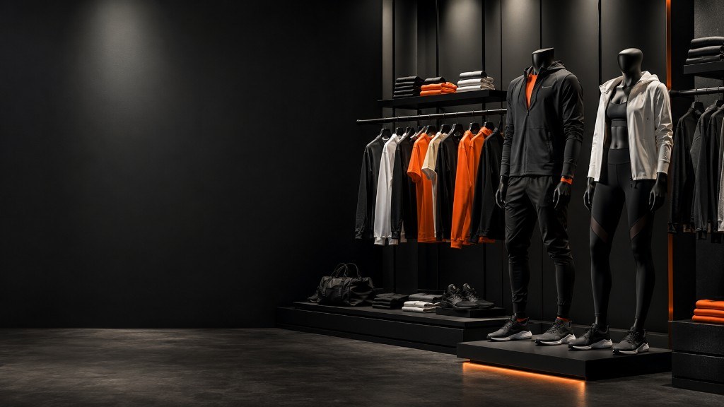 Finished sportswear on mannequins and rails in the HAIZAINTL showroom
