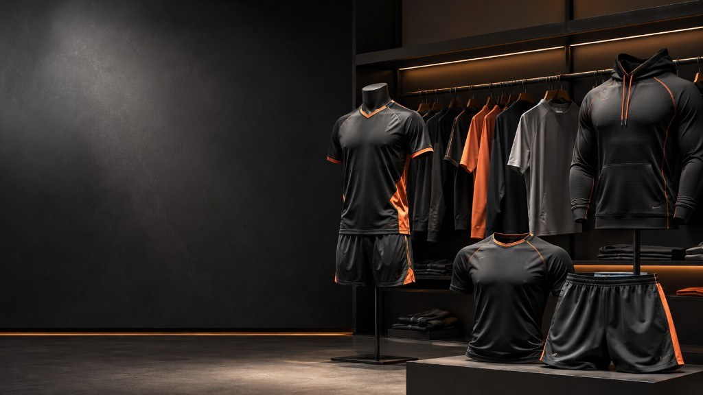 Finished sportswear and hoodies on display in the HAIZAINTL showroom