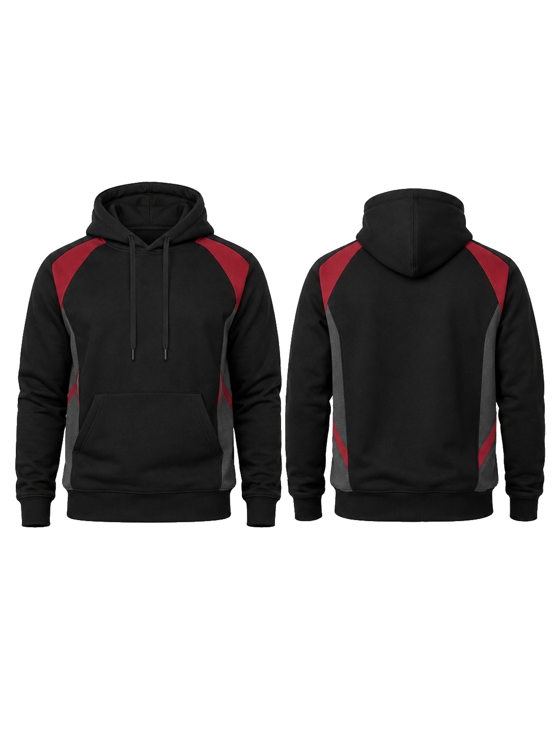 Custom Hoodies Black Red Charcoal Hoodie manufactured by Haiza Intl