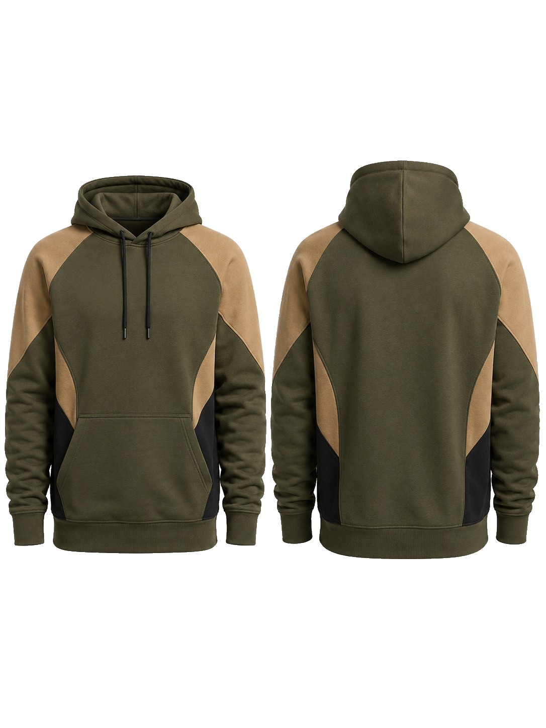 Custom Hoodies Olive Tan Black Hoodie manufactured by Haiza Intl