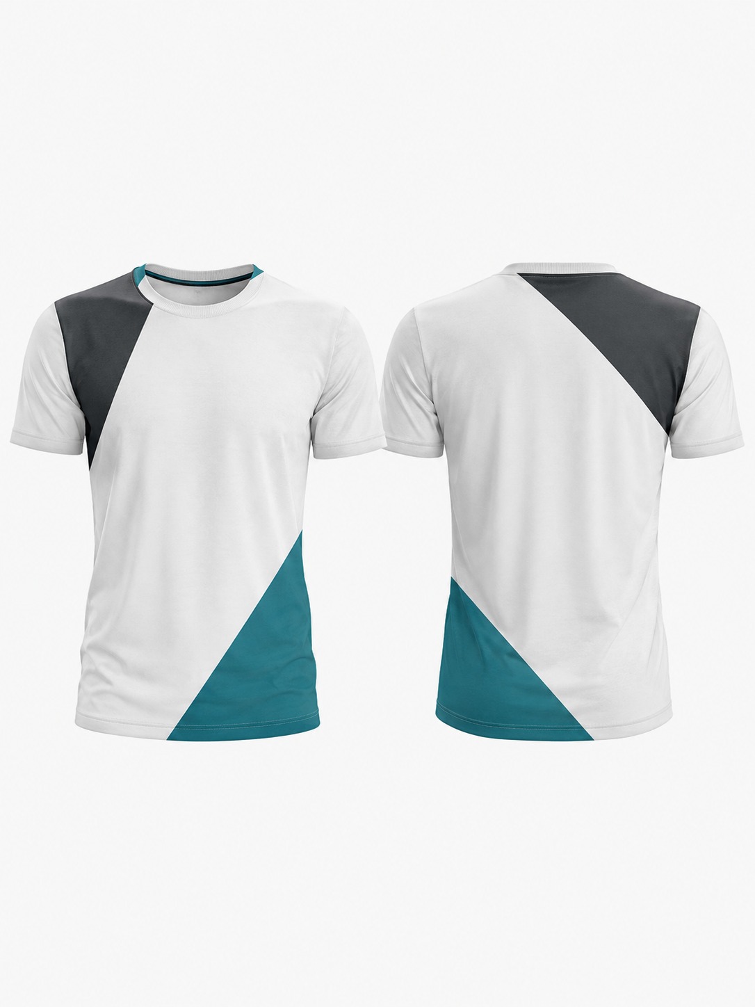 Custom T-Shirts White Teal Charcoal T-Shirt manufactured by Haiza Intl