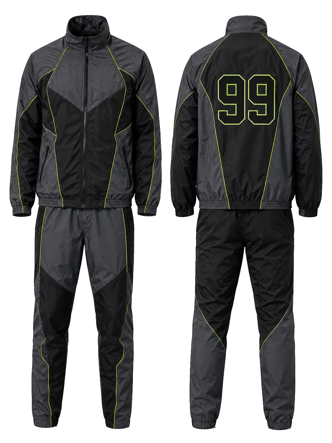 Custom Windbreaker Sets Charcoal Neon Windbreaker Set manufactured by Haiza Intl