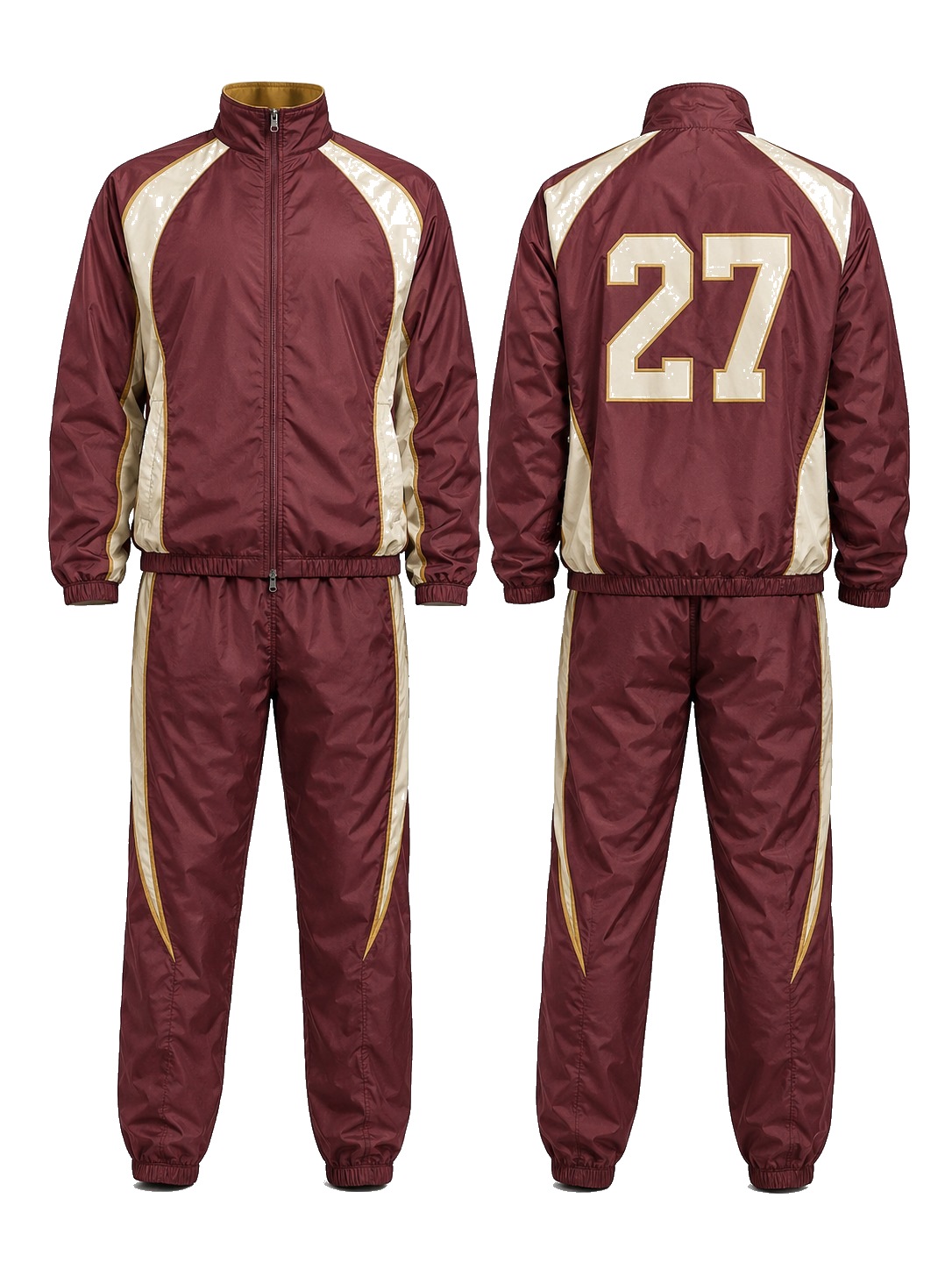 Custom Windbreaker Sets Maroon Cream Windbreaker Set manufactured by Haiza Intl