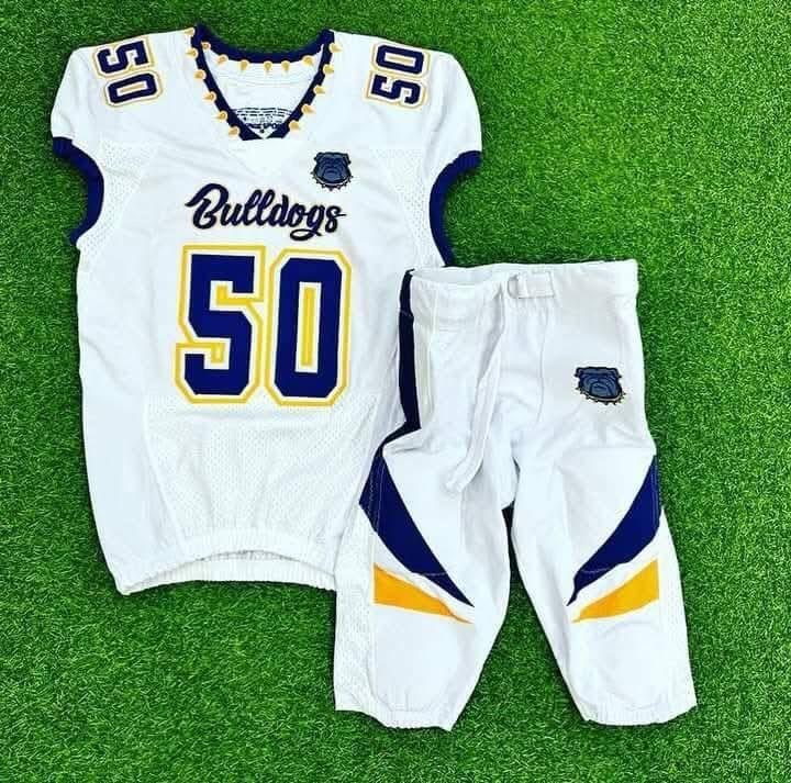 White navy yellow football jersey with matching team pants