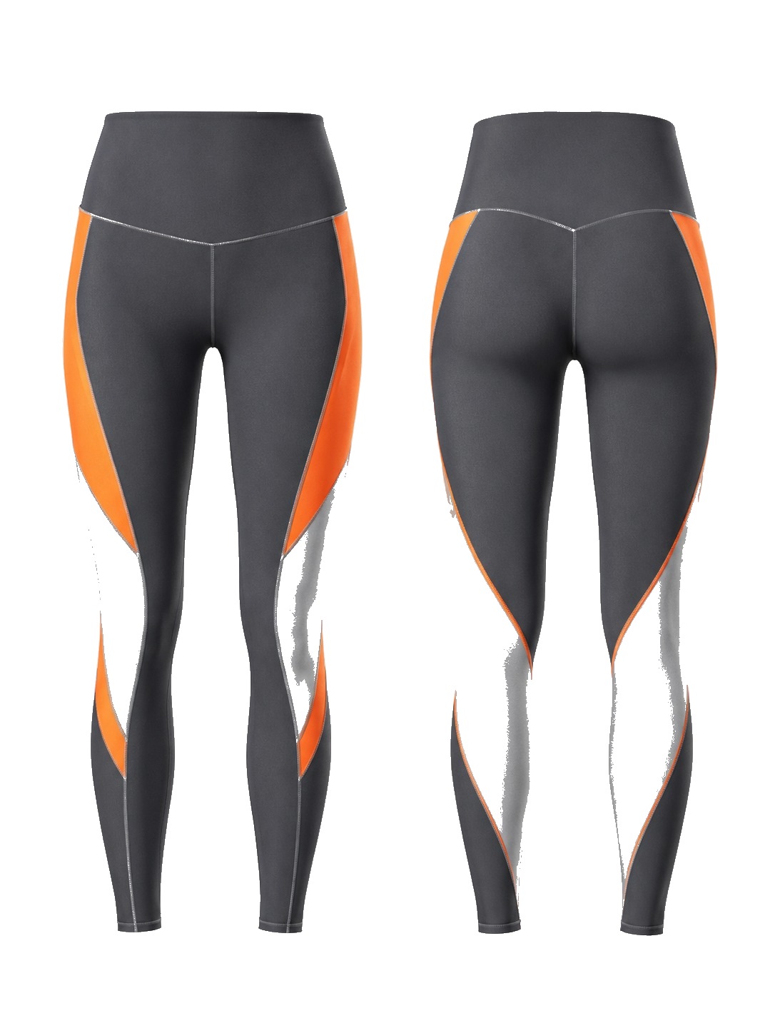 Custom Leggings Charcoal Orange Colorblock Leggings manufactured by Haiza Intl