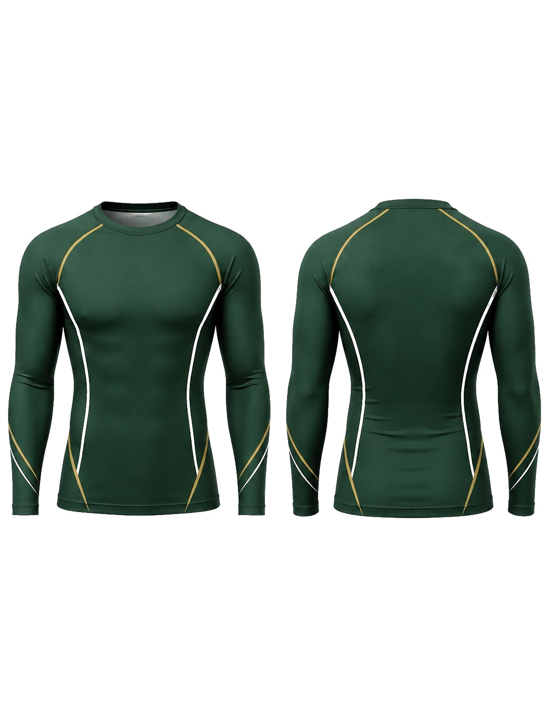 Custom Rash Guards Green And Gold Compression Shirts manufactured by Haiza Intl