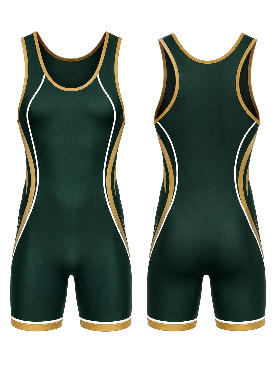 Custom Singlets Emerald And Gold Singlet manufactured by Haiza Intl