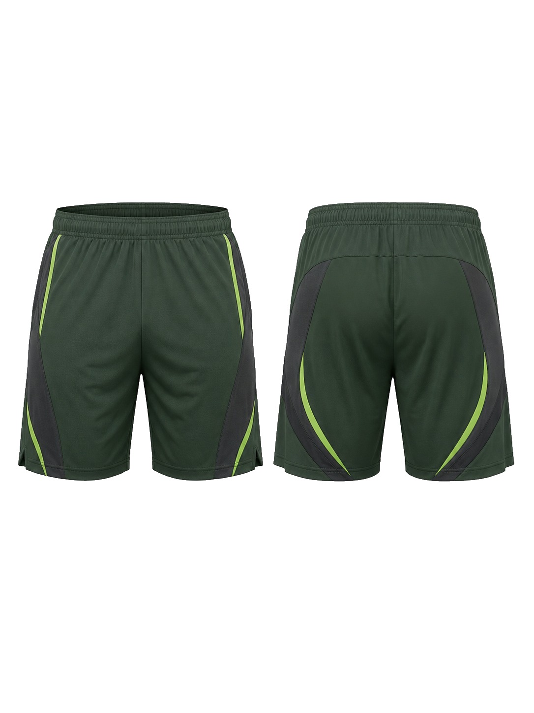 Custom Training Shorts Green And Charcoal Athletic Shorts manufactured by Haiza Intl