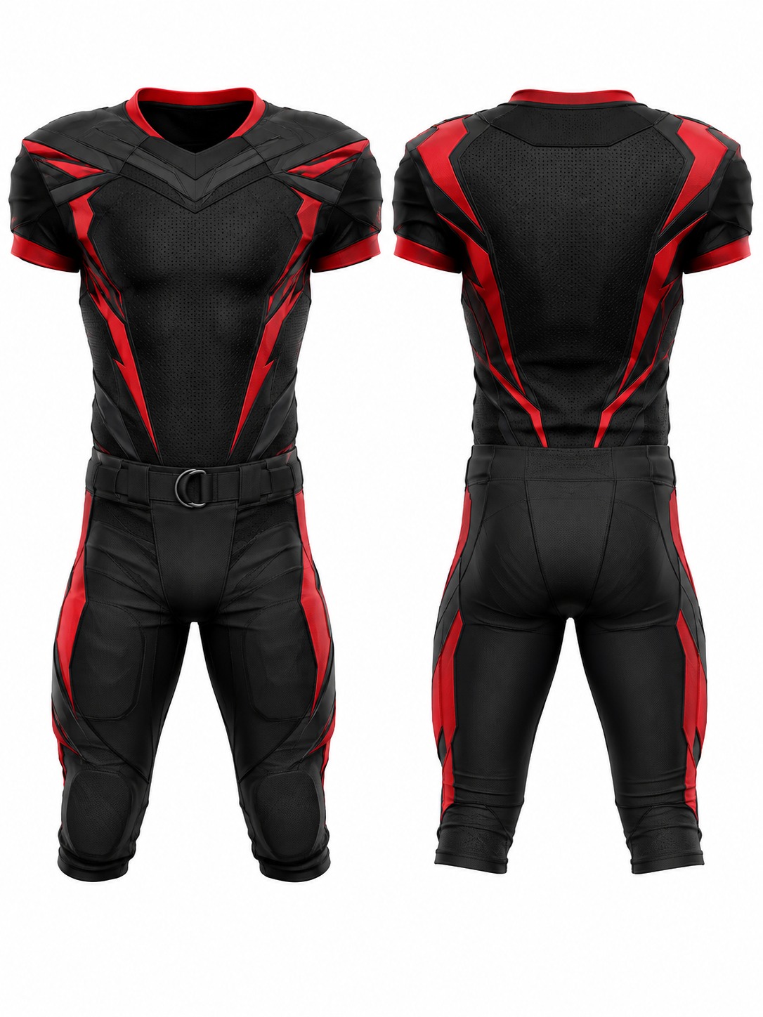 Custom American Football Black And Red Futuristic Football Uniform manufactured by Haiza Intl