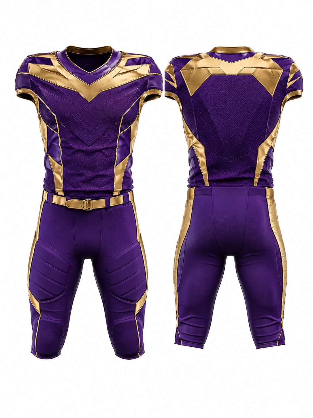 Custom American Football Purple And Gold Football Uniform manufactured by Haiza Intl