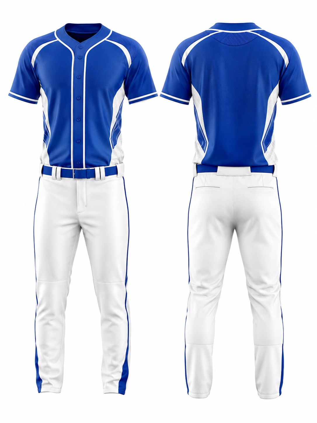 Custom Baseball Blue And White Baseball Uniform manufactured by Haiza Intl