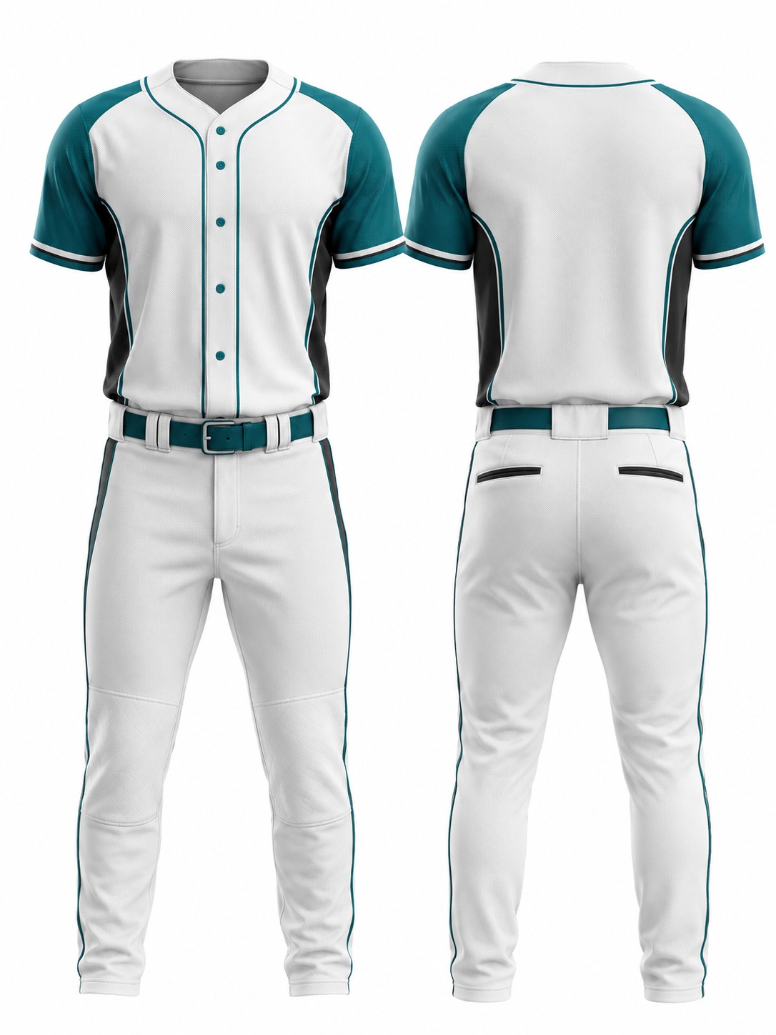 Custom Baseball Teal And Charcoal Baseball Uniform manufactured by Haiza Intl