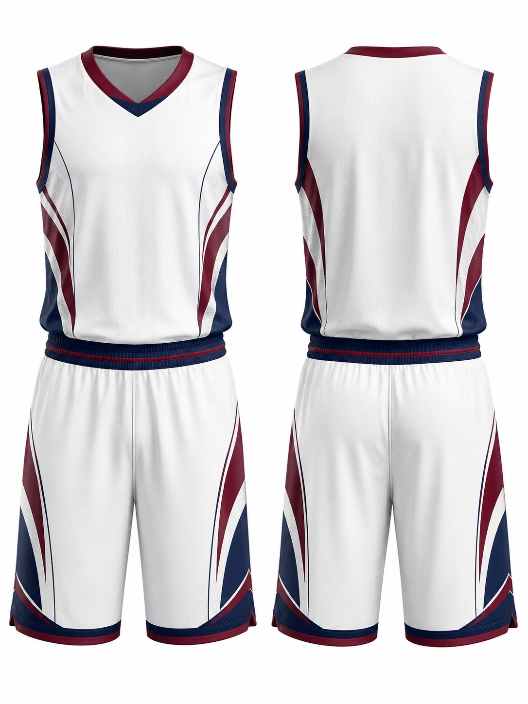 Custom Basketball Maroon And Navy Basketball Uniform manufactured by Haiza Intl