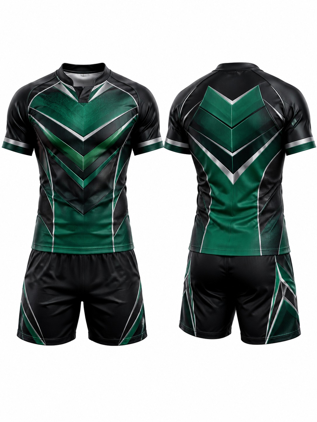 Custom Rugby Emerald Chevron Rugby Uniform manufactured by Haiza Intl