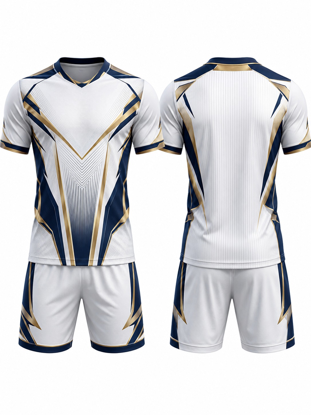 Custom Soccer Modern Navy And Gold Soccer Kit manufactured by Haiza Intl