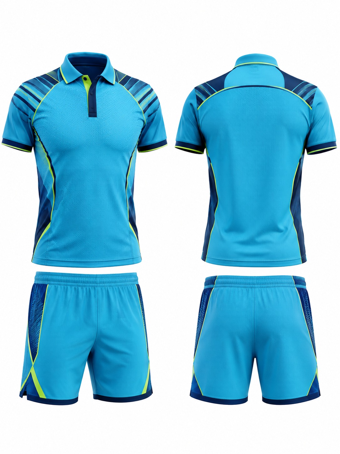 Custom Tennis Aqua And Navy Athletic Kit manufactured by Haiza Intl